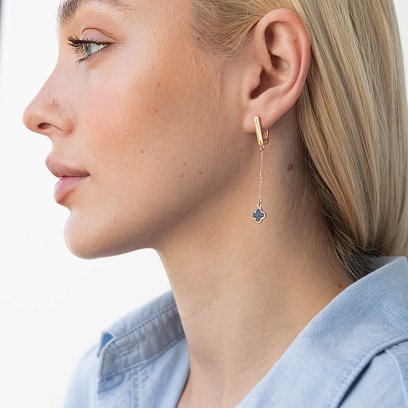 Золоті сережки "Конюшина" з емаллю 400273E №4