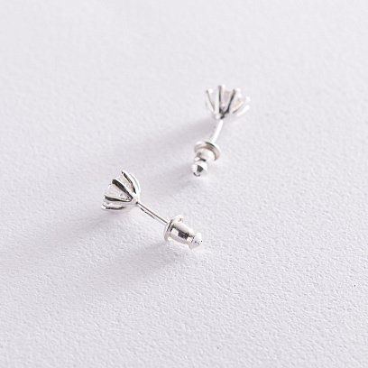 Срібні сережки-пусети з фіанітами 12618 №3