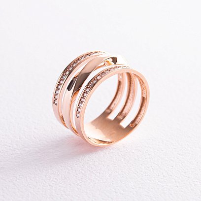 Кольцо в красном золоте (фианиты) к07077 №3