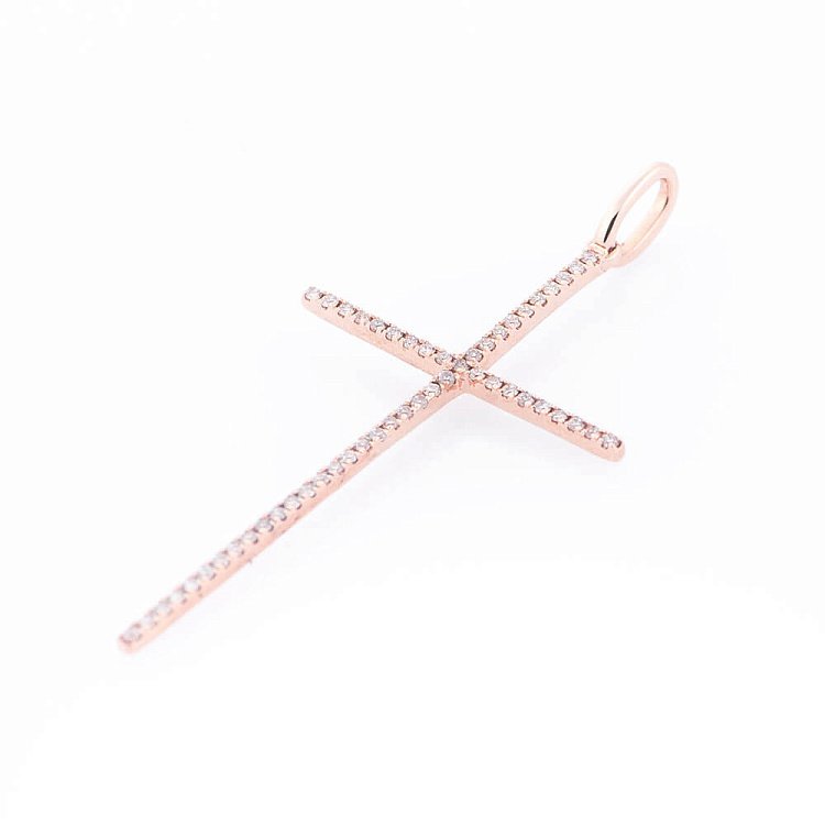 Золотая подвеска - крестик с бриллиантами пб0073ch от ювелирного магазина Оникс - 1