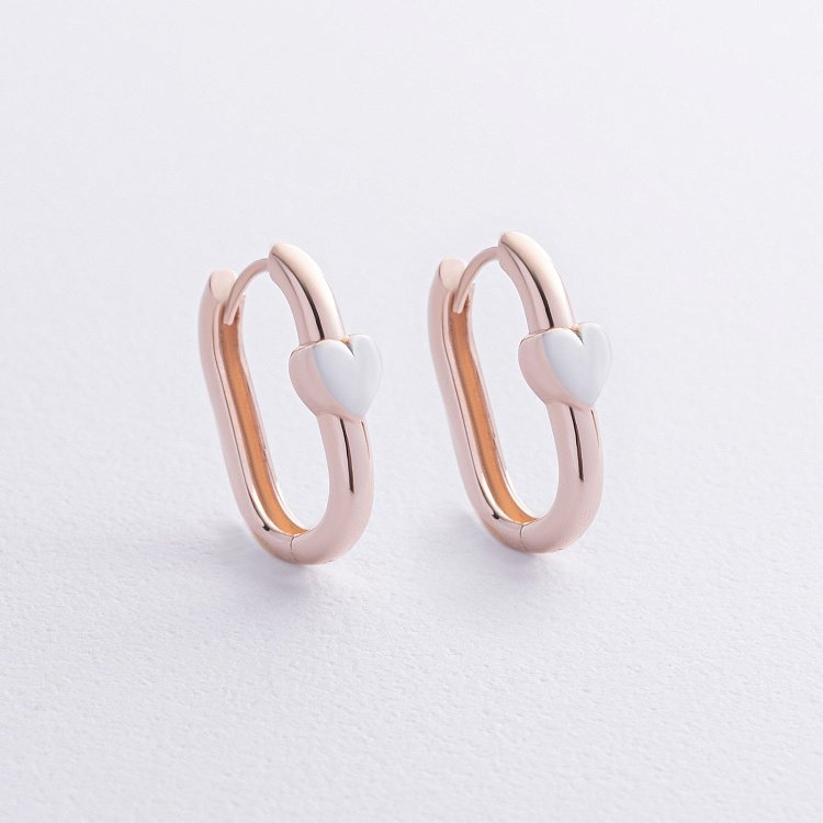 Сережки "Сердечки" у червоному золоті с09163 від ювелірного магазину Онікс