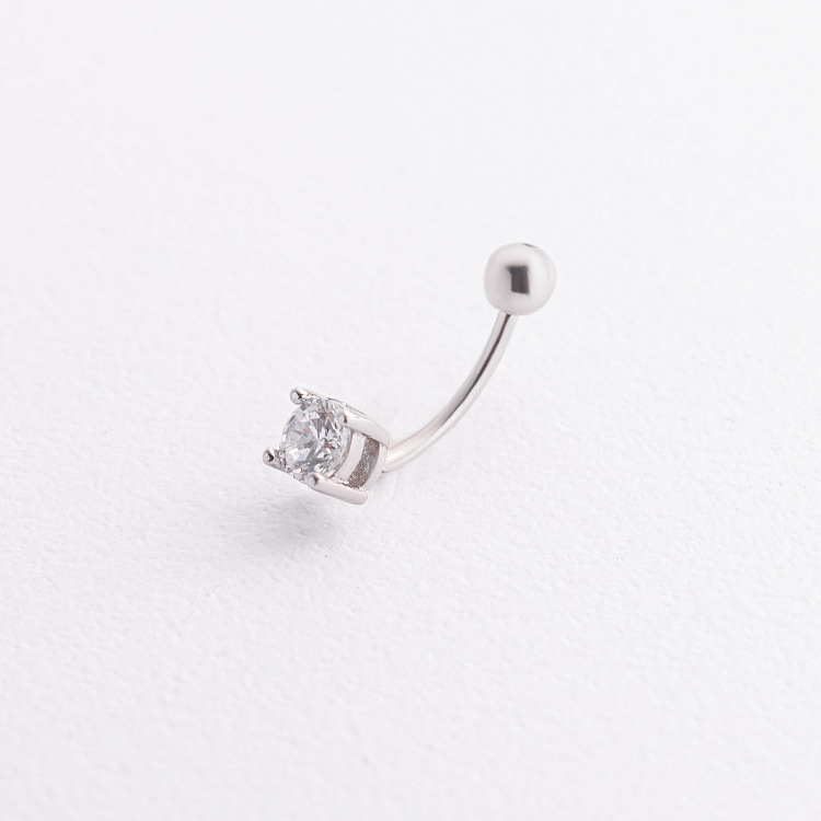 Серебряный пирсинг в пупок с фианитами 26020 от ювелирного магазина Оникс - 1