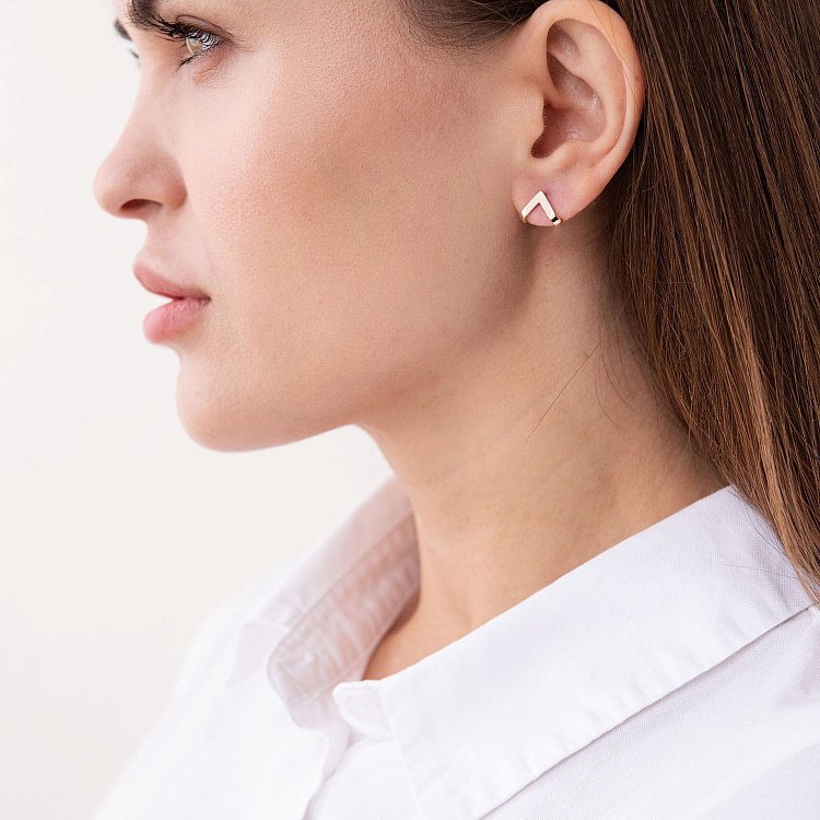 Серьги - пусеты "Акцент" в желтом золоте с07572 от ювелирного магазина Оникс - 6