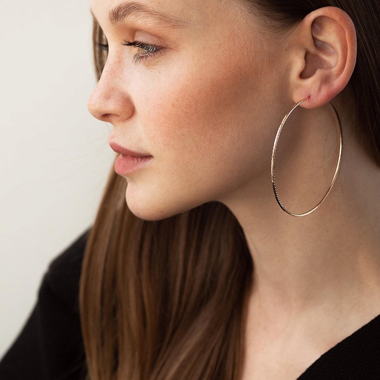 Сережки - кільця в червоному золоті (6.8 см) с05695 від ювелірного магазину Онікс - 1