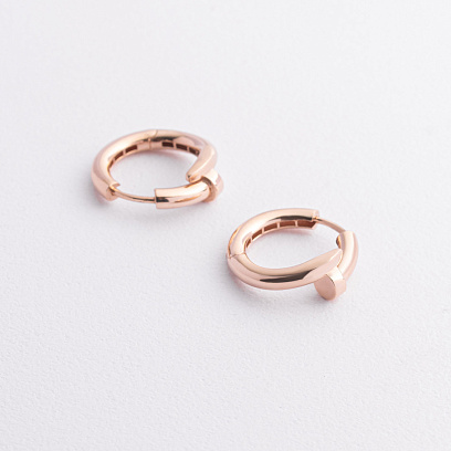 Серьги - кольца "Гвоздь" в красном золоте с09522 №2
