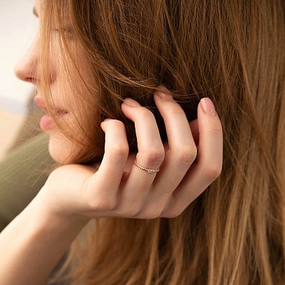 Шариковое кольцо "Мелоди" с фианитами (красное золото) к07418 №2