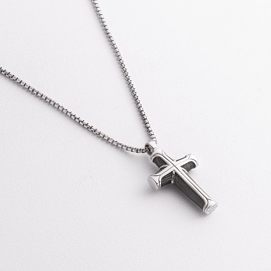 Серебряное мужское колье с крестиком Zancan EXC485 №3