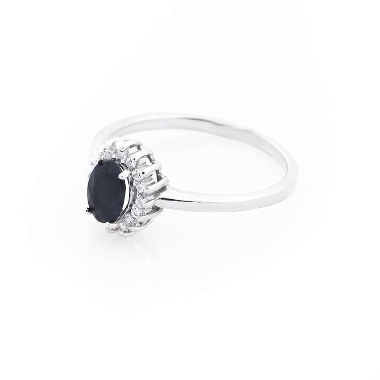 Женское кольцо (сапфир, фианиты) 111437 от ювелирного магазина Оникс - 1