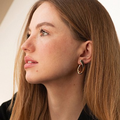 Серьги "Капельки" в красном золоте с08912 №2