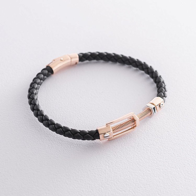 ﻿Каучуковий браслет з червоного золота б04631 від ювелірного магазину Онікс