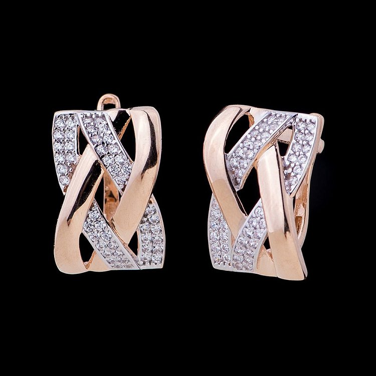 Золоті сережки з фіанітами с04511 від ювелірного магазину Онікс