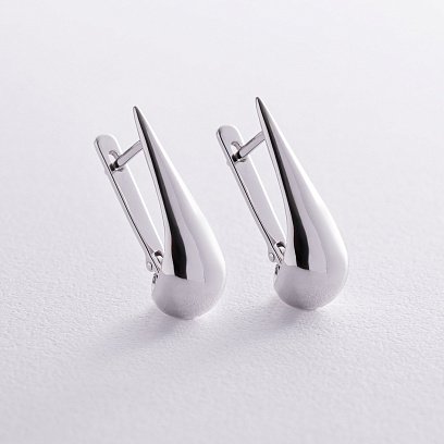 Серьги "Маленькие капельки" в белом золоте (2.6 см) с08228