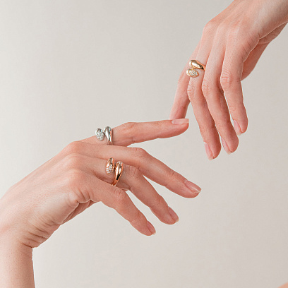 Кольцо "Rosemarie" в желтом золоте (фианиты) к08273 №5