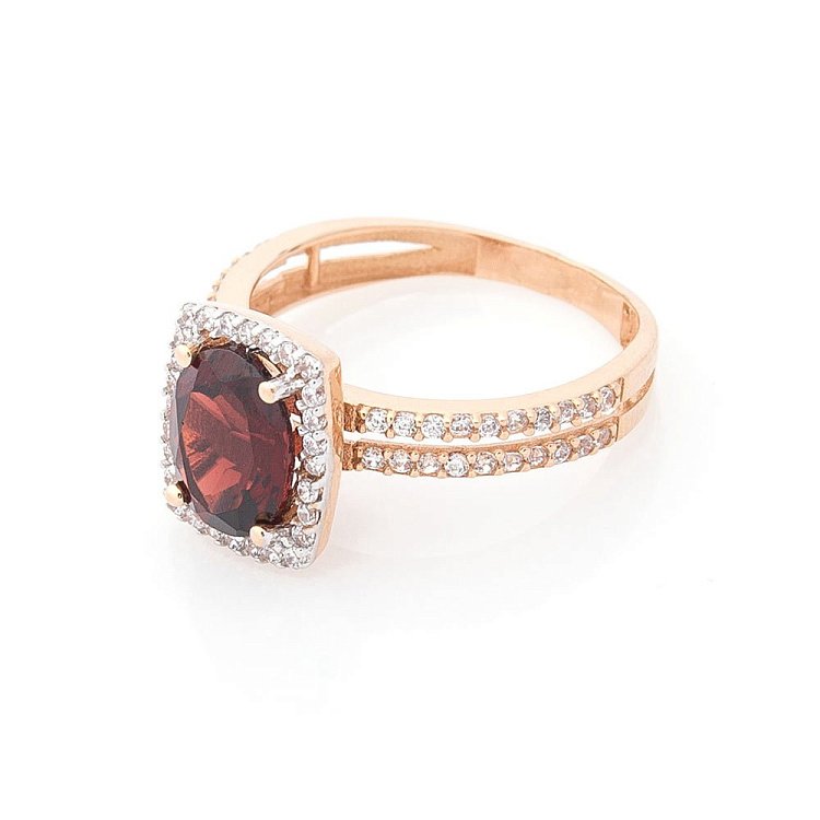 Золота каблучка (фіаніт, піроп) к05076 від ювелірного магазину Онікс - 1