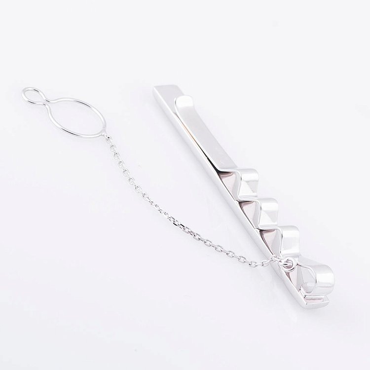 Затиск для краватки з білого золота заж00116 від ювелірного магазину Онікс - 1