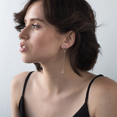 Золоті сережки з квадратиками с06303 №2