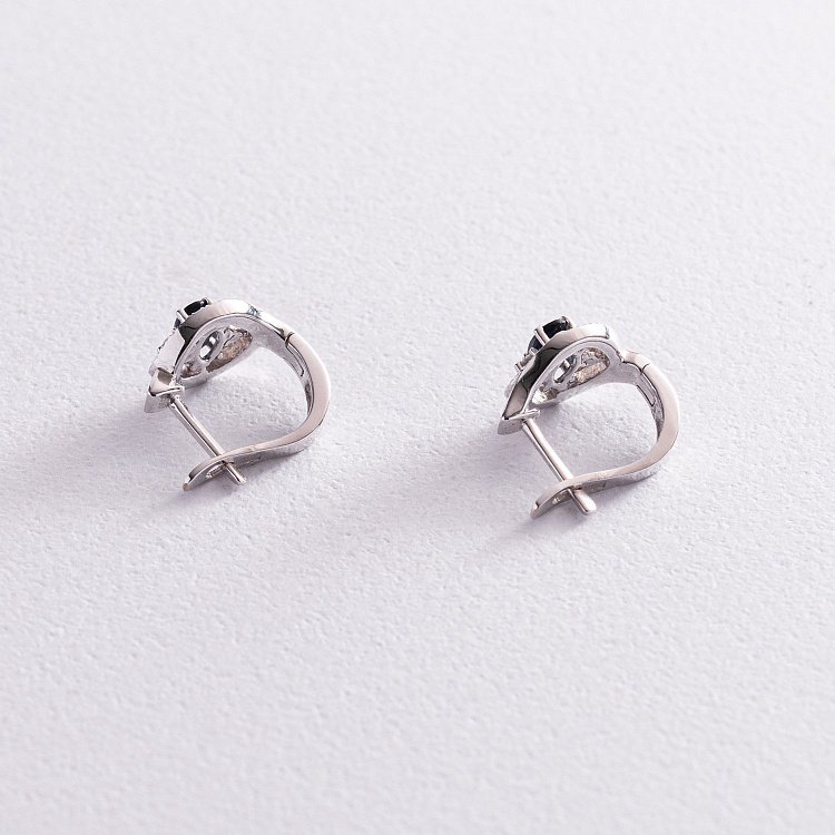 Золоті сережки з діамантами і сапфірами C01122E від ювелірного магазину Онікс - 2