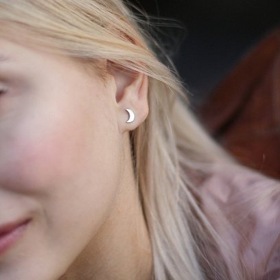 Срібні сережки-пусети "Місяць" 122635