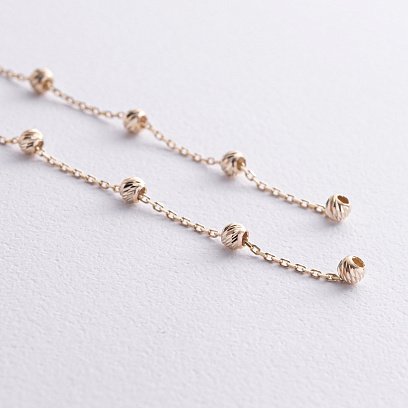 Серьги - протяжки с шариками (желтое золото) с09058 №3