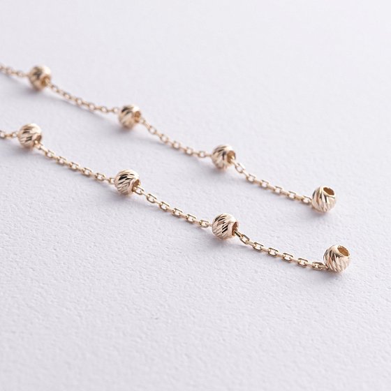 Серьги - протяжки с шариками (желтое золото) с09058 №3