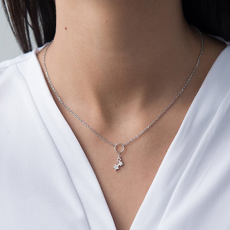 Срібне кольє "Зірочки" 18815 від ювелірного магазину Онікс