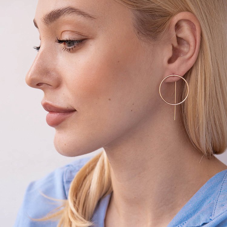 Серьги "Геометрия" в красном золоте с07882 от ювелирного магазина Оникс - 2