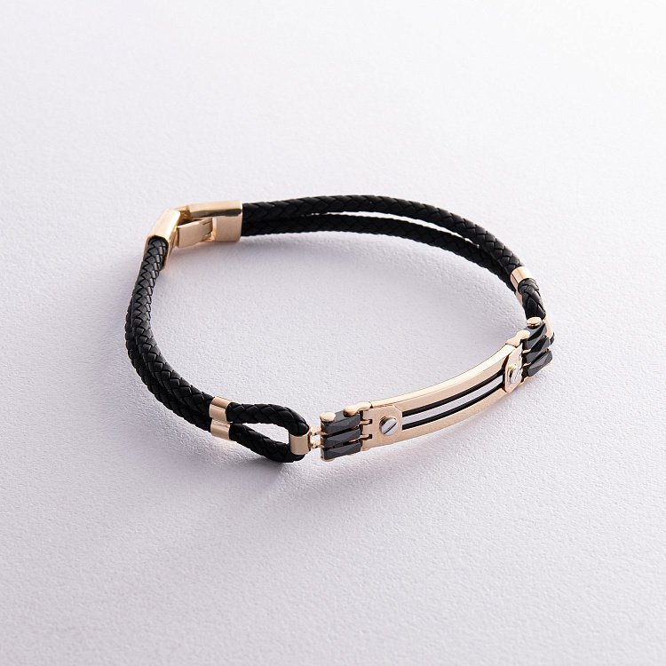 Каучуковий браслет з жовтого золота (онікс, кераміка) б03978 від ювелірного магазину Онікс