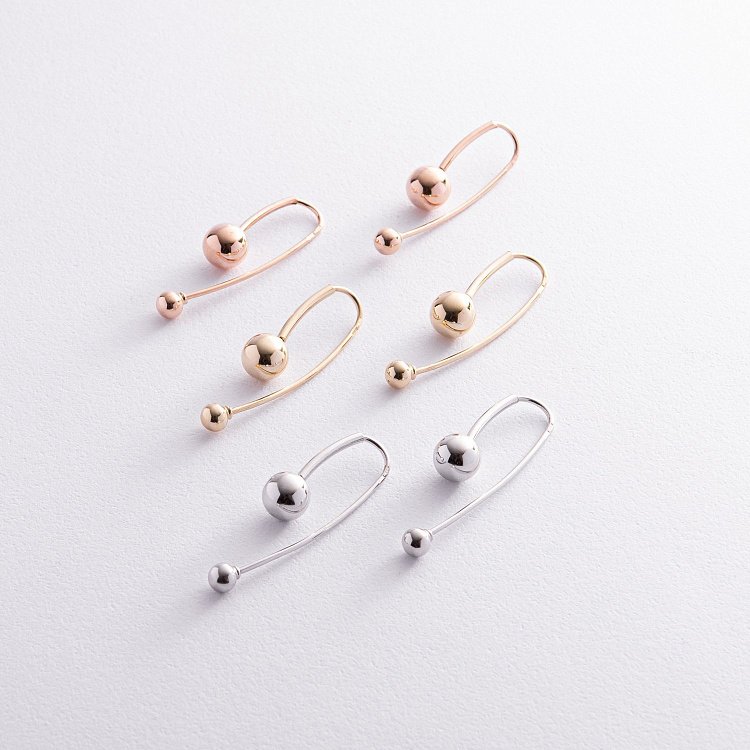 Серьги "Вдохновение" с шариками (желтое золото) с08369 от ювелирного магазина Оникс - 4