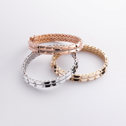 Жесткий браслет "Charlotte" с фианитами (желтое золото) б05814 №2