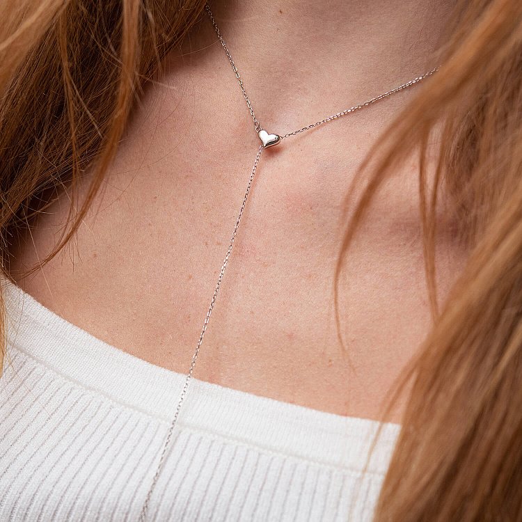 Серебряное колье - галстук "Сердечки" 181190 от ювелирного магазина Оникс - 5