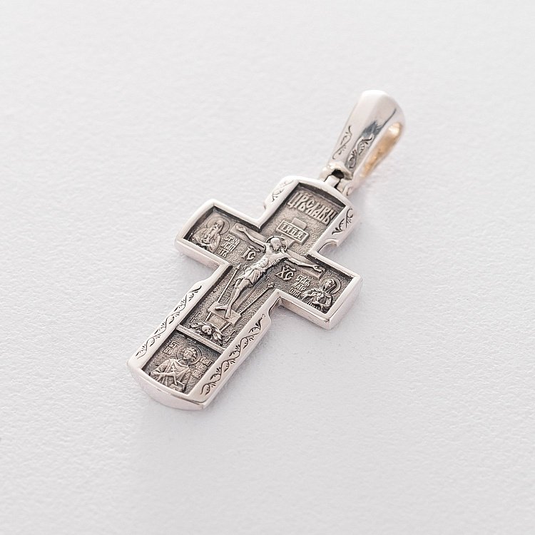 Срібний хрест з чорнінням 132346 від ювелірного магазину Онікс