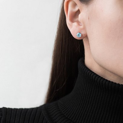 Золотые серьги-пусеты (топаз) с06604 №5