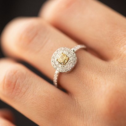 Кольцо с бриллиантами (белое золото) 242081121 №5