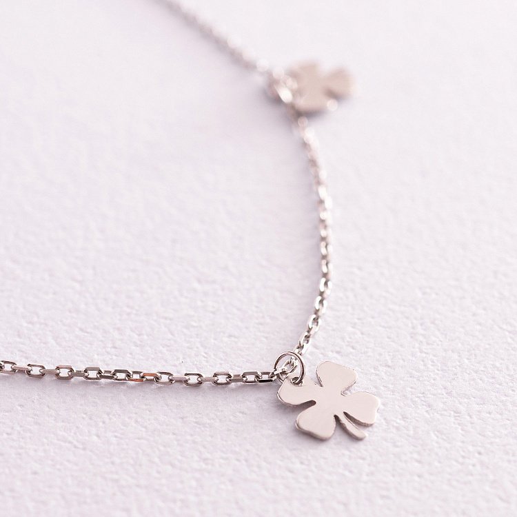 Кольє "Конюшина" в білому золоті кол02085 від ювелірного магазину Онікс - 2