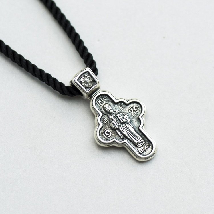 Срібний хрестик "Господь Вседержитель. Ікона Божої Матері "Семистрільна" 13515 від ювелірного магазину Онікс - 2