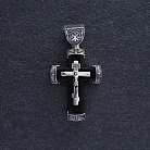Срібний хрест "Розп'яття. Спаси і Збережи" з ебеновим деревом mini 1075 от ювелирного магазина Оникс - 2