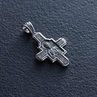 Серебряный православный крестик " Господь Вседержитель. Великомученик Пантелеимон Целитель" 131922