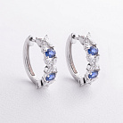 Серьги - кольца "Клевер" в белом золоте (бриллианты, сапфиры) сб0704ca от ювелирного магазина Оникс