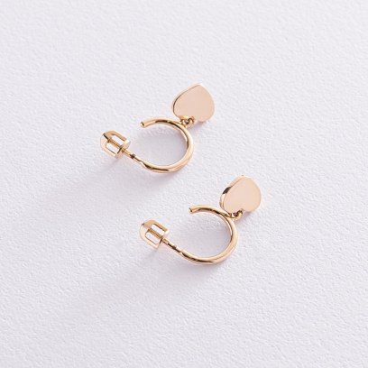 Золотые серьги - пусеты "Сердечки" с07393 №7