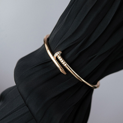 Золотий браслет "Цвях" з фіанітами б05819 №6