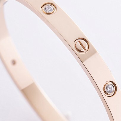 Жорсткий браслет "Love" з діамантами (жовте золото) 523453121 №3