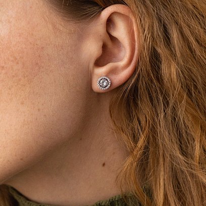 Срібні сережки - пусети 2 в 1 з фіанітами 572 №5