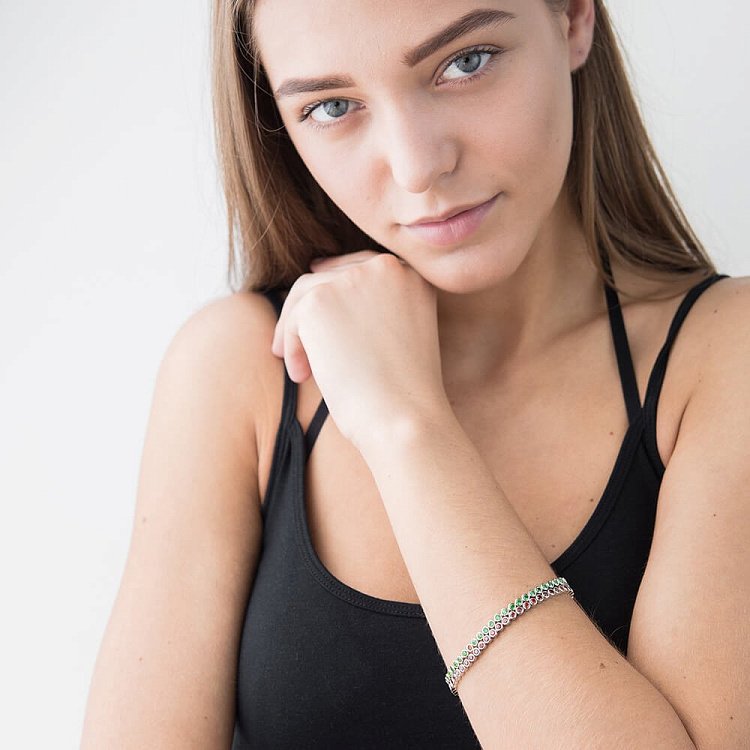 Серебряный браслет с фианитами 14909 от ювелирного магазина Оникс - 5