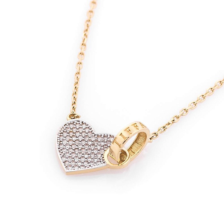 Золоте кольє "Серце з колечком" (фіаніти) кол00885 від ювелірного магазину Онікс