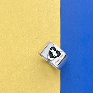 Серебряное кольцо "С Украиной в сердце" 112143сердце