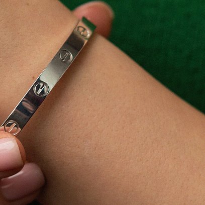 Жорсткий браслет "Love" у білому золоті б05459 №6