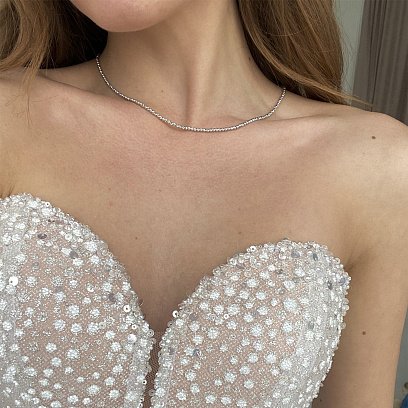 Серебряное колье в стиле минимализм 18849 №2