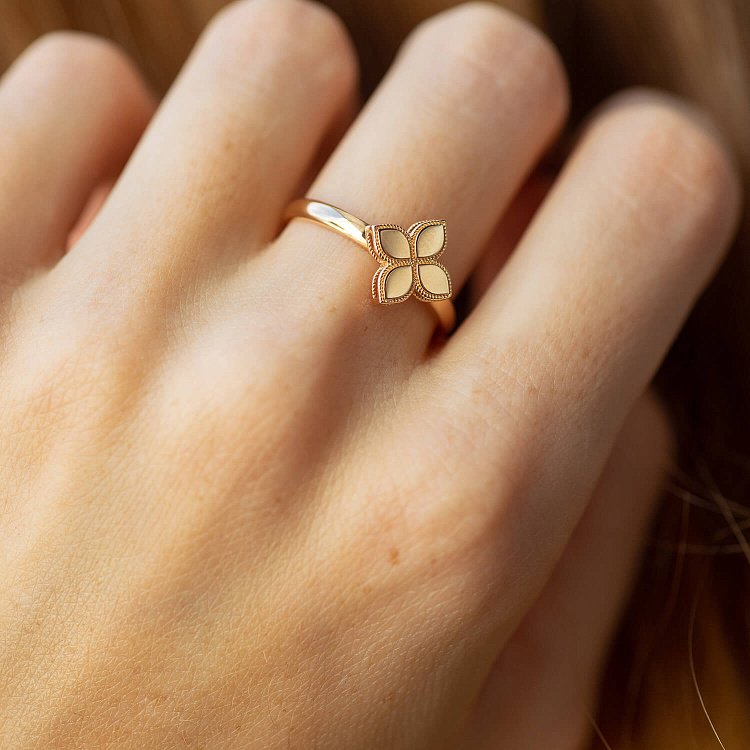 Кольцо "Клевер" в красном золоте к07535 от ювелирного магазина Оникс - 3