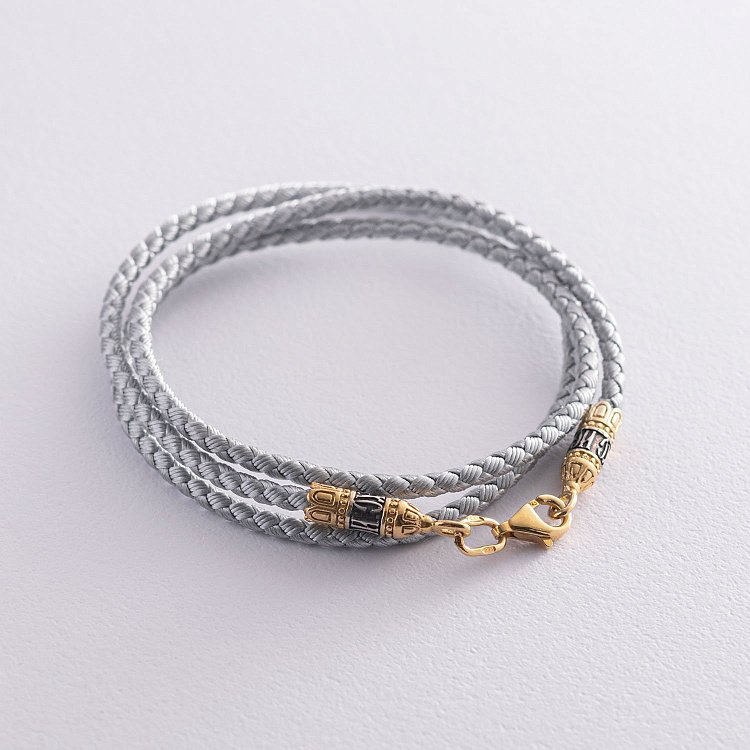 Шелковый шнурок с серебряной застежкой 18746 от ювелирного магазина Оникс