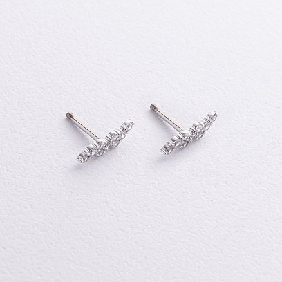 Серьги - пусеты "Carla" с фианитами (белое золото) с09129 №5